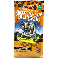 Raven's Brew Coffee Three Peckered Billy Goat, 12 Ounce - Dark Roast - Full Body With A Long Sweet Finish (Organic Ground, 12 Oz)