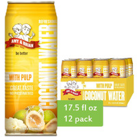 Amy & Brian Pure Coconut Water With Pulp, Non-Gmo, No Sugar Added, Refreshing And Hydrating Real Coconut Water, 17.5 Fl Oz (Pack Of 12)