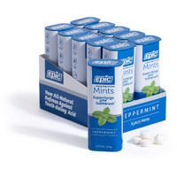 Epic Xylitol Mints - Sugar Free & Aspartame Free Mints Sweetened W/Xylitol For Dry Mouth & Gum Health (Peppermint, 55-Piece Tin, 10 Tins)