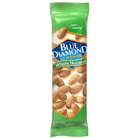Blue Diamond Almonds, Whole Natural Flavored Snack Nuts, Single Serve Bags (1.5 Oz. Tubes, Pack Of 12)