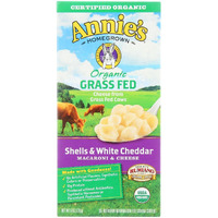 Annies Homegrown Organic Grass Fed Shells And White Cheddar Macaroni And Cheese, 6 Ounce (Pack Of 12)