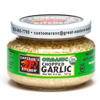 Emperor's Kitchen Organic Chopped Garlic, Usda Certified Organic, Vegan, Ready-To-Use, 4.5 Oz Jar