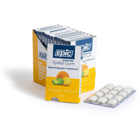 Epic Xylitol Chewing Gum - Sugar Free & Aspartame Free Chewing Gum Sweetened W/Xylitol For Dry Mouth & Gum Health (Fresh Fruit, 12-Piece Pack, 12 Packs)