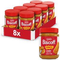 Lotus Biscoff, Crunchy Cookie Butter Spread, Non Gmo + Vegan, 13.4 Oz Jar (Pack Of 8)