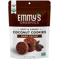 Emmy's Organics Coconut Cookies, Dark Cacao, 6 Oz (Pack Of 2) | Gluten-Free Organic Cookies, Vegan, Paleo-Friendly
