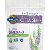 Chia Seeds 100% Organic For Smoothies, Pudding - Raw Organics Whole Seed Foods With Omega 3 Superfood, Fiber, Keto Friendly, Non-Gmo, Gluten Free - Garden Of Life - Vegan Egg Substitute, 28 Servings