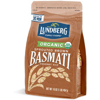 Lundberg Basmati Rice, Organic Sprouted Brown Long Grain Rice - Nutty & Nutritious Brown Rice Grown In California, Ready To Eat In 30 Minutes, Pantry Staples, 16 Oz