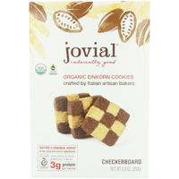 Jovial Organic Einkorn Checkerboard Cookies - Organic Cookies, High Protein, Fair Trade Certified, All Natural Ingredients, Low Carb, Low Sugar, Palm Done Right - 8.8 Oz, 6 Pack