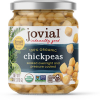 Jovial 100% Organic Chickpeas - Chickpeas, Organic Chickpeas, No Saturated Fat, Gluten Free, Recyclable Glass, Great Source Of Fiber, No Additives Or Preservatives, Product Of Italy - 13 Oz