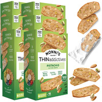 Nonni's Thinaddictives Almond Thin Cookies - 6 Boxes Pistachio Almond Cookie Thins - Sweet Crunchy & Chewy Almond Cookies - Biscotti Individually Wrapped Cookies - Kosher Coffee Cookies - 4.4 Oz
