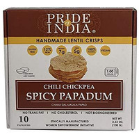 Pride Of India - Spicy Chickpea Masala Papadum Lentil Crisp, Pack Of 6 - 10 Count Box (3.53Oz - 100Gm) - Instant Popping Chips, Gluten-Free Crackers, Healthy Indian Snacks