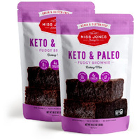 Miss Jones Baking Keto Brownie Mix - Gluten Free, Low Carb, No Sugar Added, Naturally Sweetened Desserts & Treats - Diabetic, Atkins, Ww, Paleo Friendly, 2 Count