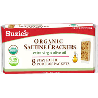 Suzie's Organic Saltines Crackers|Salted W/Extra Virgin Olive Oil|Low Saturated Fat|Healthy Gourmet Baked Vegan Snack For Adults & Children| 1 Pack (8 Individual Stay Fresh Packs) - 8.8Oz Each