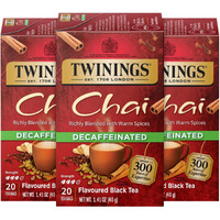 Twinings Decaffeinated Chai Tea, Black Tea Blend With Cinnamon, Ginger, Cardamon, Cloves For A Sweet And Spicy Flavor, 20 Count (Pack Of 3)