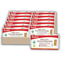 Suzie's Organic Rosemary Sesame Saltines Crackers|Healthy Gourmet Baked Vegan Snack For Adults & Children|Non Gmo|12 Fresh Packs (96 Individual Stay Fresh Packs) - 8.8Oz Each