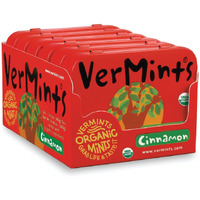 Organic Breath Mints By Vermints, Cinnamon Flavor, All Natural Pastilles, Non-Gmo, Nut Free, Gluten Free, Vegan, Ksa Kosher, Pack Of 6, 1.41Oz Tins