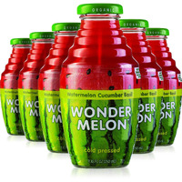 Wonder Melon Organic Watermelon Juice With Cucumber & Basil, 8.45Oz (6 Pack) 100% Juice, Cold Pressed