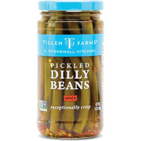 Tillen Farms Gourmet Pickled Hot & Spicy Dilly Beans, Exceptionally Crisp And Certified Non-Gmo, Crunchy And Sour, Great For Salads, 12Oz