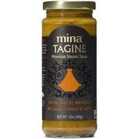 Mina Tagine Moroccan Simmer Sauce, 12 Oz - Royal Ras El Hanout Spice Blend For Beef & Lamb, Tagine Sauce Made With Ginger, Cinnamon, Saffron, Olive Oil, Non-Gmo, Gluten Free