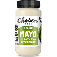 Chosen Foods 100% Avocado Oil-Based Classic Mayonnaise, Gluten & Dairy Free, Low-Carb, Keto & Paleo Diet Friendly, Mayo For Sandwiches, Dressings And Sauces, Made With Cage Free Eggs (24 Fl Oz)