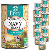 Eden Organic Navy Beans/White Beans, 15 Oz Can (12-Pack), No Salt, Non-Gmo, Gluten Free, Vegan, Kosher, U.S. Grown, Heat And Serve, Macrobiotic, Boston Bean