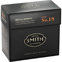 Smith Teamaker | British Brunch No. 18 - Assam, Ceylon & China Black Tea | Sugar-Free, Non-Gmo, Plant Based Caffeinated Full Leaf English Breakfast Black Tea (15 Sachets, 1.48Oz Each)