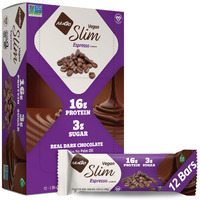Nugo Slim Dark Chocolate Espresso, 16G Vegan Protein, 3G Sugar, 7G Fiber, 170 Calories, Low Net Carbs, Gluten Free, 12 Count