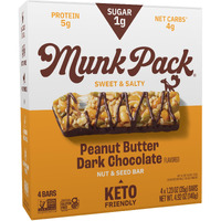 Munk Pack Nut & Seed Bar Peanut Butter Dark Chocolate, 1.23 Oz, 4 Ct