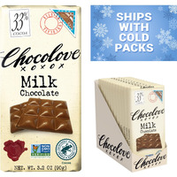 Chocolove Creamy Milk Chocolate Bars | 33% Cocoa | Crafted With Silky Belgian Chocolate | Non-Gmo, & Gluten-Free, 3.2 Oz Bar (12 Pack)