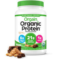 Orgain Organic Vegan Protein Powder, Chocolate Peanut Butter - 21G Plant Protein, 6G Prebiotic Fiber, Low Net Carb, No Lactose Ingredients, No Added Sugar, Non-Gmo, For Shakes & Smoothies, 2.03 Lb