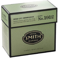 Smith Teamaker | Rose City Genmaicha No. 1912 - Sencha, Genmai, Mao Feng Green Tea & Rose Petals | Caffeinated Roasted Rice Full Leaf Green Tea Blend (15 Sachets, 1.26Oz Each)