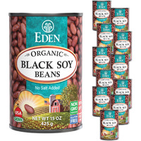Eden Organic Black Soybeans, 15 Oz Can (12-Pack), Complete Protein, No Salt, Non-Gmo, Gluten Free, Vegan, Kosher, U.S. Grown, Heat And Serve, Macrobiotic, Soy Beans