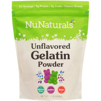 Nunaturals Unflavored Beef Gelatin Powder, Instantly Thickens, Stabilizes, And Texturizes, 1 Lb