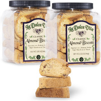 Nonni's La Dolce Vita Almond Biscotti - 2 Tubs - 34Oz Of Biscotti Italian Cookies - Italian Biscotti Cookies - Biscotti Jar - Biscotti Packed W/California Whole Almonds - Perfect W/Coffee - Kosher