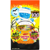 Sour Patch Kids & Swedish Fish Mini Halloween Candy Variety Pack, 100 Trick Or Treat Bags