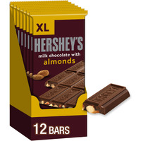 Hershey's Milk Chocolate With Almonds Xl, Halloween Candy Bars, 4.25 Oz (12 Count, 16 Pieces)