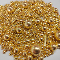 Edible Gold Pearl Sugar Sprinkles Candy Mix Size Baking Edible Cake Decorations Cupcake Toppers Cookie Decorating Wedding Party Valentine Halloween Christmas Supplies 85G/3Oz