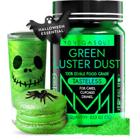 Mon  Gasque Green Luster Dust Edible Glitter For Cocktails 15G - Premium Green Edible Glitter - Halloween Cake Glitter - Edible Glitter For Drinks - Drink Glitter Edible Dust - Edible Glitter For Cakes