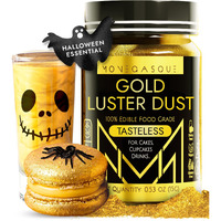 Mon  Gasque Gold Luster Dust Edible 15G - Halloween Gold Edible Glitter For Cakes - Edible Luster Dust For Drinks - Edible Gold Luster Dust - Edible Gold Dust - Gold Sprinkles Edible - Cake Glitter
