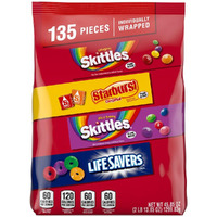 Skittles, Starburst & Life Savers Fun Size Fruity Halloween Candy Assortment, 135 Ct Bulk Bag