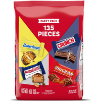 Butterfinger, Crunch, Baby Ruth And 100 Grand, 135 Count, Assorted Mini Size Individually Wrapped Candy Bars, Halloween Candy, 55.3 Oz