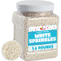 White Sprinkles - 1.6 Pounds - White Halloween Jimmies For Baking - Patriotic White Sprinkles For Cake Decorating, Cupcakes, Cookies, Ice Cream - White Bridal Sprinkles