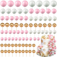 Tondiamo 108 Pcs Balls Cake Topper Balloons Cupcake Topper Diy Cake Insert Topper Foam Cake Balls Baking Decoration For Wedding Anniversary Birthday (Pink, White, Gold,Multi Sizes)