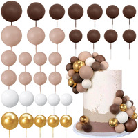 32 Pcs Ball Cake Picks Colorful Ball Shaped Cake Topper Pearl Balls Cupcake Cake Insert Topper For Birthday Party Decoration Supplies Dark Brown Light Brown White Gold