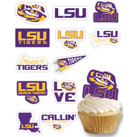 Lsu Cupcake Toppers (24 Pcs) Lousiana State University Party Supplies For Football, Birthday Gift, Graduation Party Decorations (Lsu Tigers)
