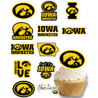 Iowa Hawkeyes Cupcake Toppers (24 Pcs) University Of Iowa Party Supplies For Football, Birthday Gift, Graduation Party Decorations (Iowa Hawkeyes)