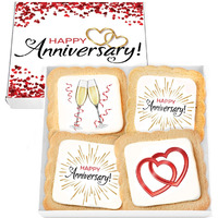 Happy Anniversary Cookies Gift Basket 4 Pack For Men Women Wife Husband Wedding Engagement Boyfriend Girlfriend Spouse | Nut Free | Kosher