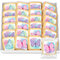 Butterfly Cookies 24 Pack Party Favors Basket Stuffers Decorated | Individually Wrapped Butterflies Sugar Cookies | Gift Basket Peanut & Nut Free Bulk