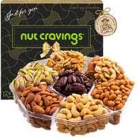 Nut Cravings Gourmet Collection - Rosh Hashana & Shana Tova Mixed Nuts Gift Basket In Black Gold Box (7 Assortments, 2 Lb) Arrangement Platter, Birthday Care Package - Healthy Kosher
