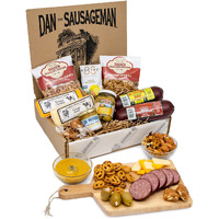 Dan The Sausageman's Sounder Gourmet Gift Box -Featuring Smoked Summer Sausage And Wisconsin Cheeses Retirement, Tenant, Contractor Or Customer Appreciation Basket, Professionally Packaged, Gift Messaging Available.